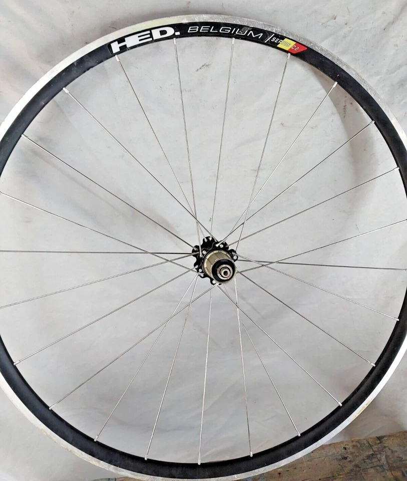 Rueda trasera tubular para bicicleta HED Belgium Series C2 700c plateada 130 mm 24S ¡Envío a EE. UU.! Foto 2 de 4