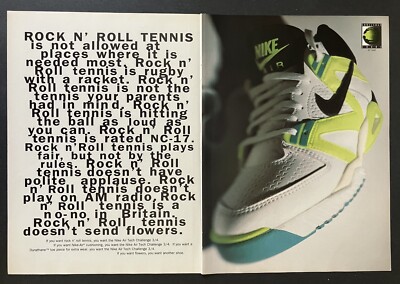 1990 Nike Air Tech 3/4 Challenge Court Sneakers 2-Page Color Vintage Print Ad