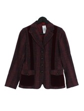 Magee Women's Jacket Uk 12 Red Checkered Wool With Viscose Overcoat