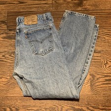 Vintage Levi 505 Blue Jeans, Straight Leg, 36x30, 90s, Orange Tab