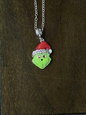 New Grinch Charm  Silver Necklace