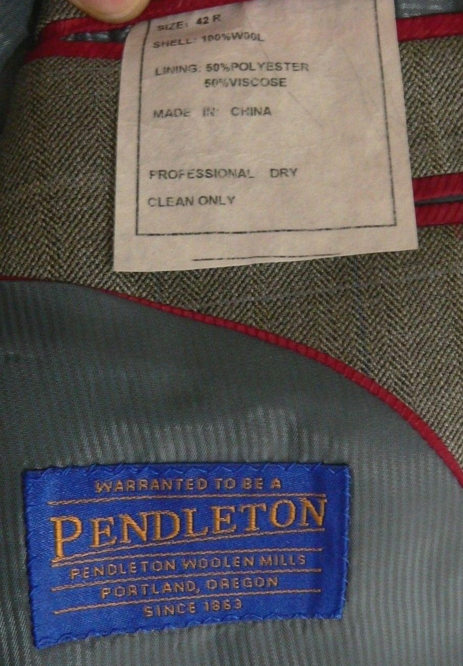 Pendleton Herringbone Blazer Windowpane Gray Wool… - image 12