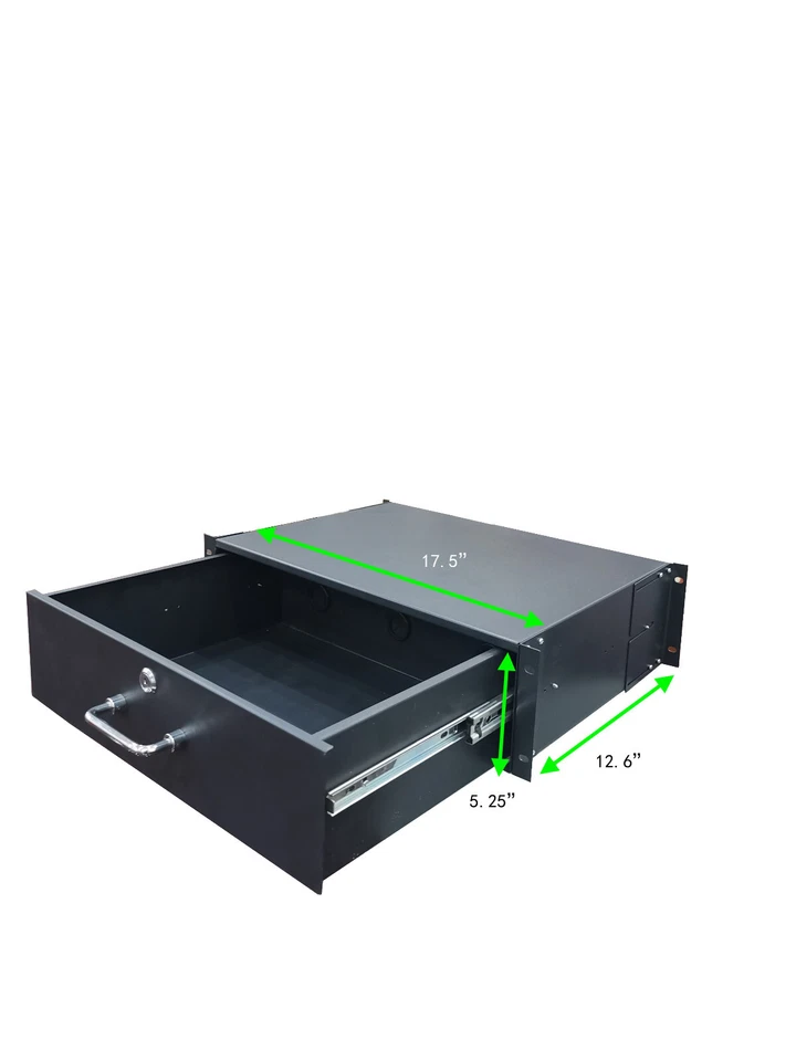 New 3U Drawer Rack Mount DJ 19" Case, 3-Space Equipment Deep Drawer, Black lot - Image 3 of 4