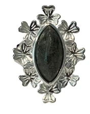 CONNEMARA MARBLE J.C. WALSH & SONS STERLING MARQUIS SHAPE RING  SIZE 7 JCW134
