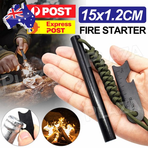 Ferrocerium Flint Rod 15x 1.2cm Survival Fire Starter with Striker Para ...