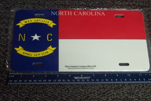 NOS North Carolina State Flag License Plate Nice Graphic Design & Heavy Duty Tag