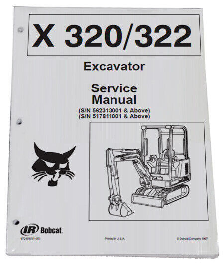 Bobcat 320 322 当店だけの限定モデル Compact Excavator Boo ー品販売 Repair Service Manual Shop