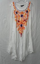 SR Dress Embroidered White Summer Free Size Boho Beach Sleeveless