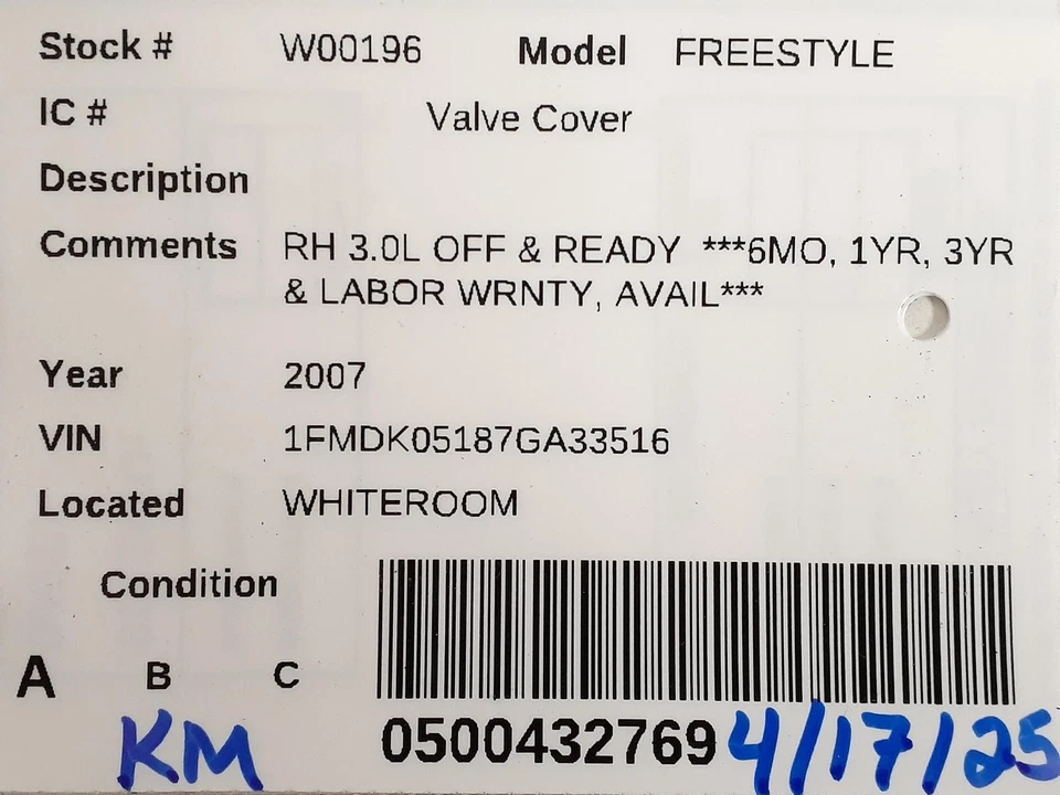 Used Engine Valve Cover fits: 2007 Ford Freestyle Valve Cover Grade A Foto 3 de 4