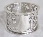 Antique sterling silver hand pierced napkin ring. Birmingham 1900. By W G Keight