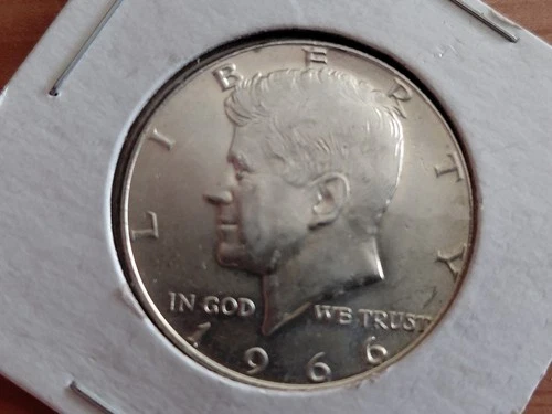 US Silver Coin. JFK 40% Silver Half Dollar. 1966 JFK Silver.  Looks Very Good.