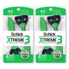 Razors Schick Xtreme Sensitive 3-Blade Disposable Razors, 4 CT (Lot of 2)
