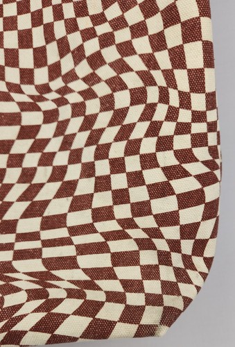 Baggu Duck Bag Canvas Tote Bag Maroon Trippy Checker Discontinued Print READ - Picture 11 of 23
