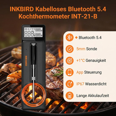INKBIRD Bluetooth Funk Fleisch Thermometer Grillthermometer für Zuhause INT-21-B