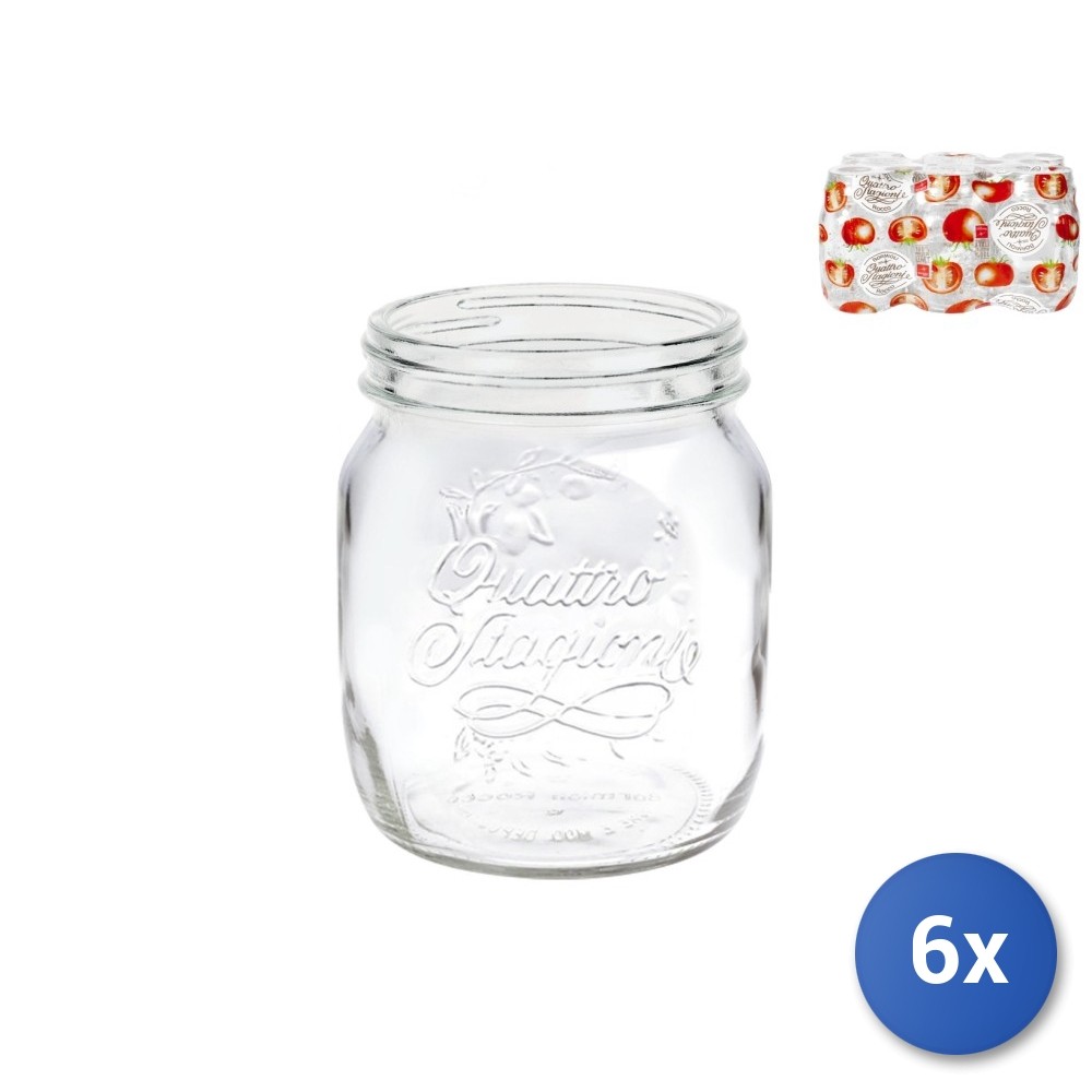 6X Jars 4 Seasons Bormioli Gr 500, Transparent Glass