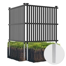 2 Air Conditioner Fence Panels w/ Metal Ground Stakes No Dig Trash Can Enclosure