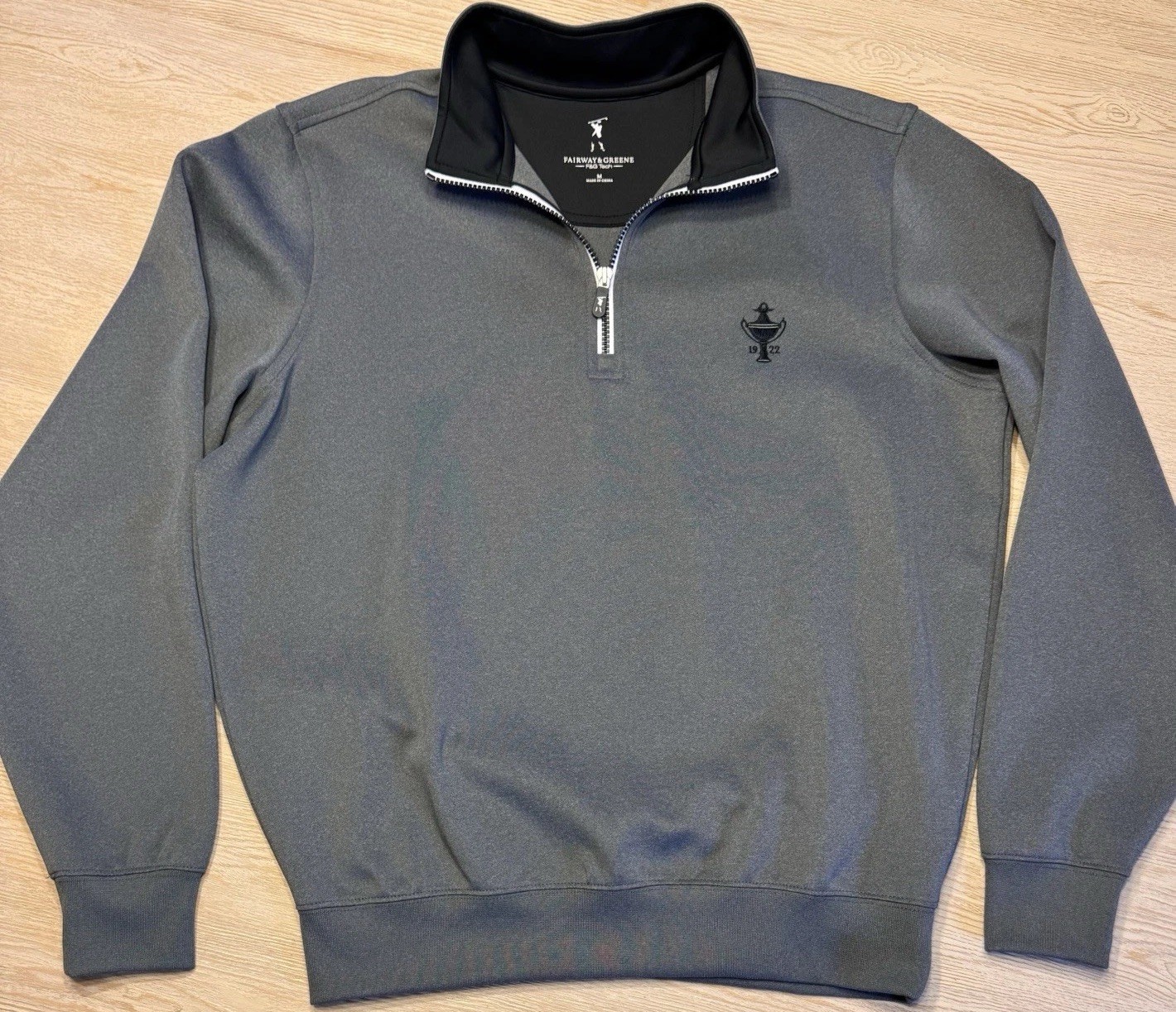 Fairway & Greene Mens Medium Quarter Zip Pullover Gray Golf Performance Sweater