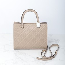 Tory Burch Taupe Leather Tote Bag Handbag Purse Women's Shopper Shoulder Bag