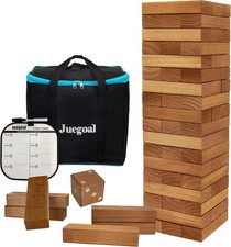 Juegoal 54 Pieces Giant Tumble Tower Blocks Game Wood Large, Brown