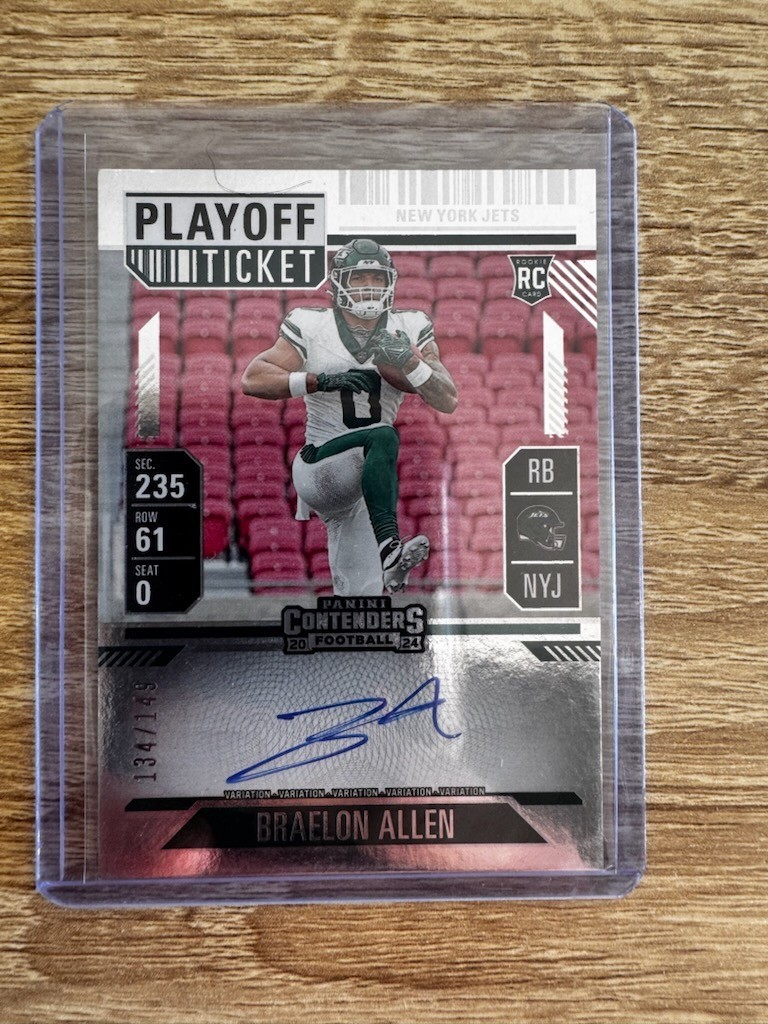 2024 Panini Contenders Braelon Allen Playoff Rookie Ticket  Auto Autograph /149