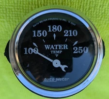 AutoMeter 1737 Old Tyme Cresent Needle Black Water Temperature Gauge. Hotrod 