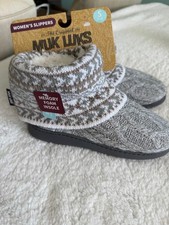 The Original MUK LUKS Bootie Slippers S Small 5 - 6 GRAY Knit New with Tags