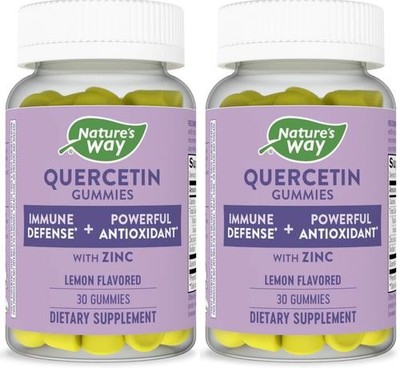 2pk Natures Way QUERCETIN+Zinc Immune Defense Antioxidant Lemon GUMMIES 125 13z