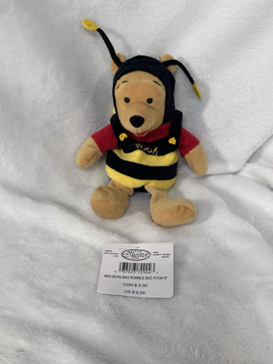 Disney Store Winnie The Pooh Bumble Bee Pooh 8'' Mini Bean Bag Toy With Tags