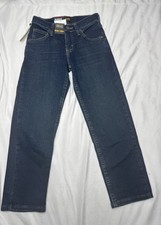 Lee Boys Relaxed Fit Tapered Leg Dark Wash Blue Denim Jeans Size 8S Adj Waist