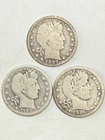 New ListingLot of 3 G-VG 25C Barber Quarters 1897 G 1913-D G 1915-D VG Grade-Level Wear