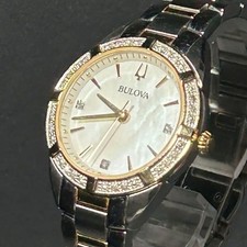 Bulova Sutton 98R263 Watch Diamond Shell Dial Stainless Steel Stone Bezel