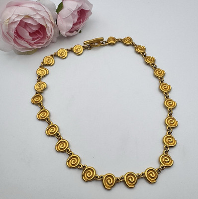 VIntage il Etait Une Fois French Gold Tone Swirl Link Modernist Necklace 17''