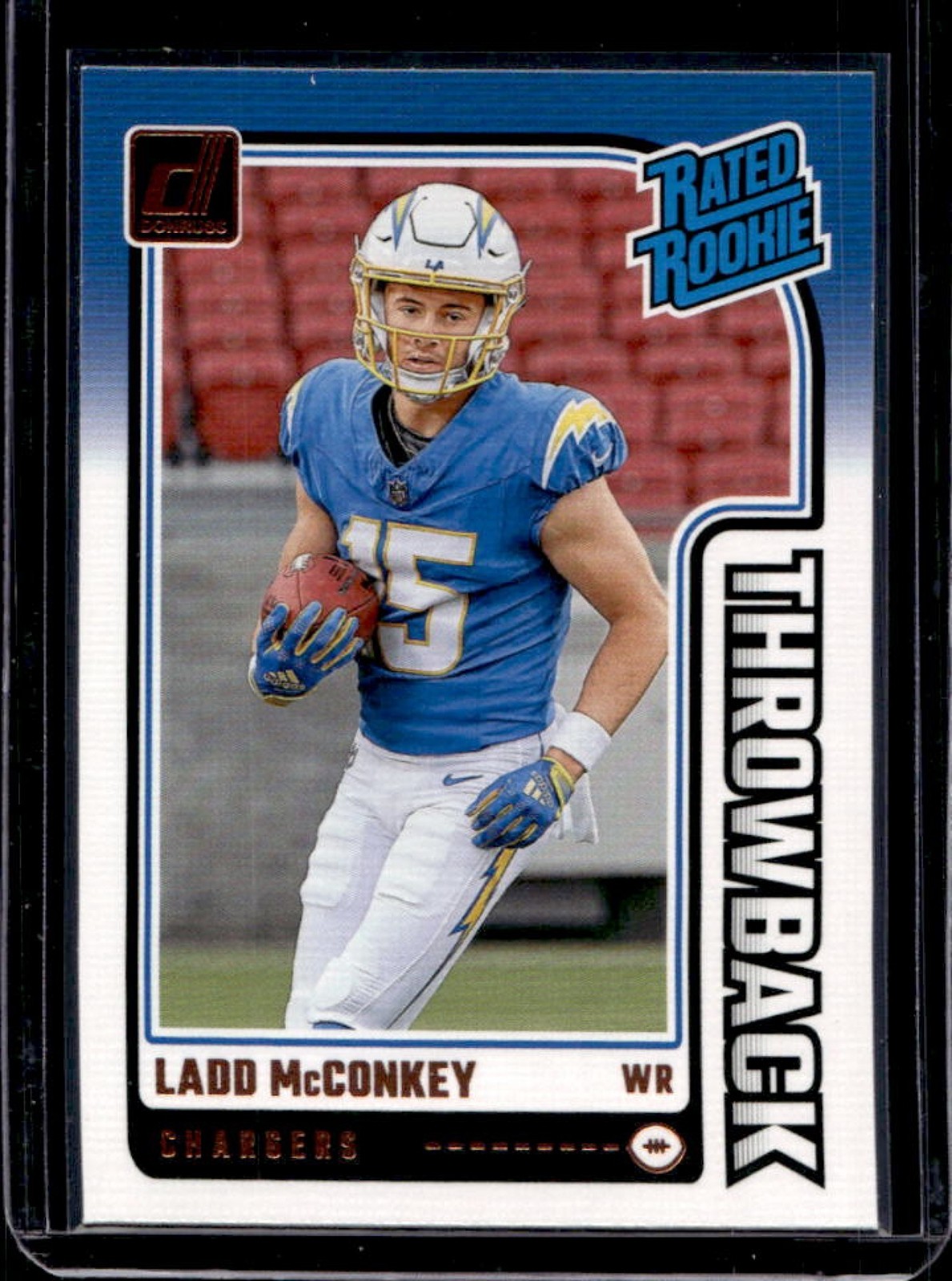 2024 Donruss Ladd McConkey Rated Rookie Throwback #23 Chargers