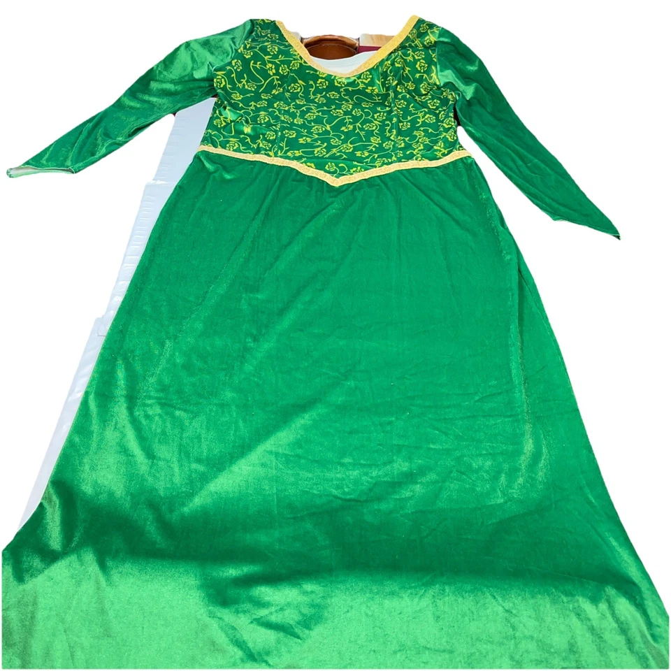 Princess Fiona SHREK Green Velvet LONG DRESS Gold Flowers 2XL WOMEN’s Halloween - Image 2 of 4