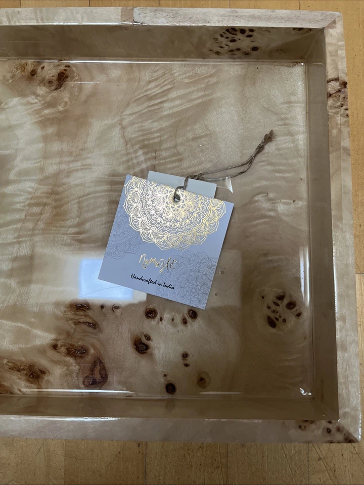 Juego de bandeja y marco de fotos de álamo Burlwood nuevo con etiquetas hecho a mano bandeja de 10”x15”/marco de 5”x8” Foto 2 de 4