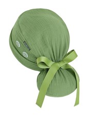 Solid Olive Green Cotton Ponytail Scrub Cap Buttons Adjustable Surgical Hat