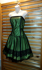 VTG Jessica McClintock For Gunne Sax Green Strapless Netted Lace Dress 11 PARTY