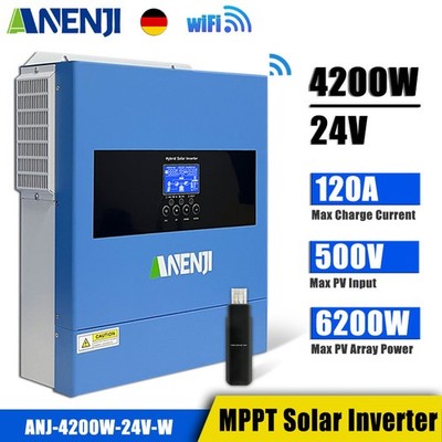 4.2KW 24V Hybrid Solar Wechselrichter Inverter Off Grid MPPT 120A 500V 230V WIFI