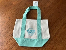 Trader Joe’s Pastel Green Mini Canvas Tote Bag Limited Edition 2025 NWT