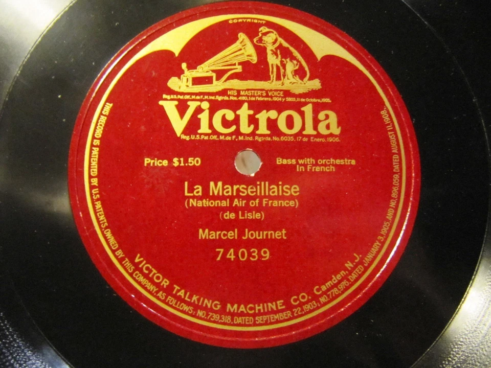 E+ 1912 French National Anthem La MARSEILLAISE MARCEL JOURNET Basso VICTOR 74039 Foto 2 de 2