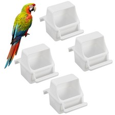 Parakeet Food Dish 3x4.1x3.5 Inch Parakeet Feeder Bird Cage White 4Pcs