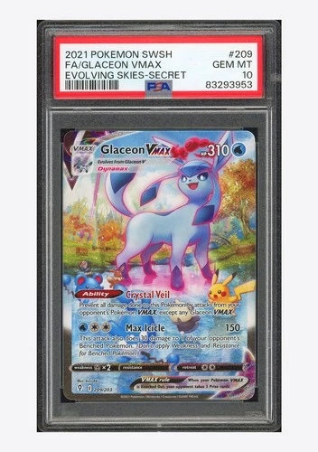 Pokemon PSA 10 Glaceon VMAX Secret Rare 2021 209/203 Evolving Skies English