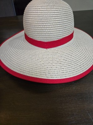 Panama Jack White/Red Wide Brim Sun Hat Vacation Cruise Resort Womens OS