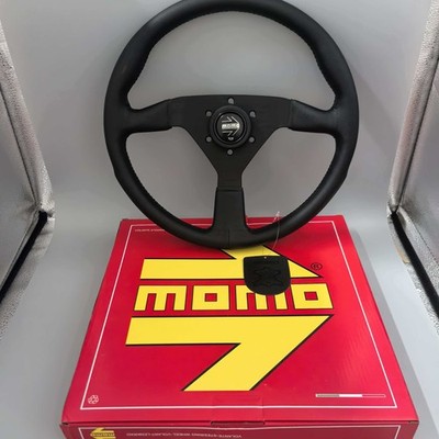 Black MOMO MonteCarlo 350mm 14' Genuine Leather Thickened Spoke Steering Wheel