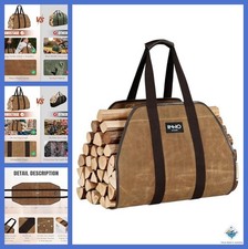 Waxed Canvas Firewood Carrier Bag Large Capacity Water Resistant Tote
