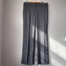 Talbots Windsor Pants Womens 12 Gray Wool Wide Leg Dress Work Minimalist Neutral