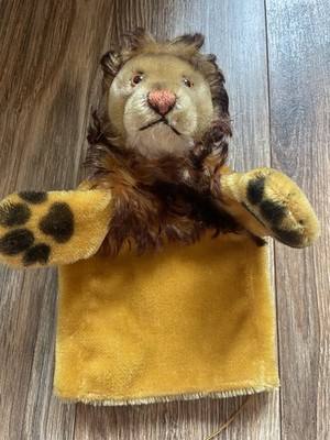 STEIFF Leo Lion Hand Puppet ~ 1960s Vintage German Mohair Toy