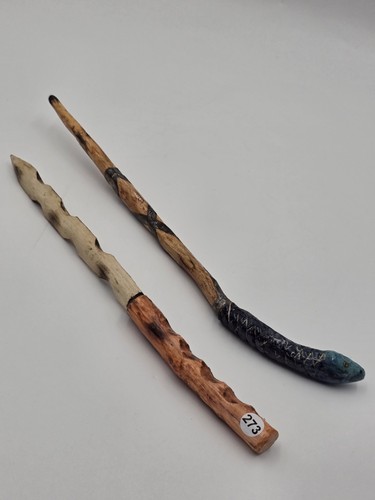 Set Of 2 Rare One Of A Kind Handmade Wooden Magic Wand Fantasy Staff Cosplay.