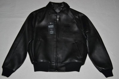 Avirex USA Men's Black Leather Bomber Jacket Vintage American