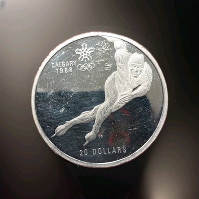 World/Foreign Silver: Large Over 1oz Canadian 1988 Calgary Olympic Silver Coin